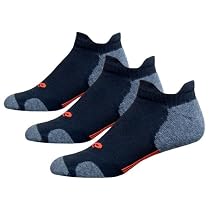 ASICS Hydrology Double Tab Low Cut Running Sock (3-Pack) (Black/Red,Large)