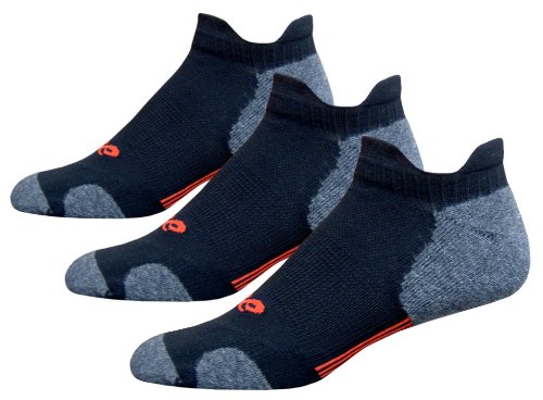 ASICS Hydrology Double Tab Low Cut Running Sock (3-Pack) (Black/Red,Large)