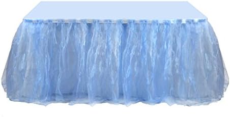 NOXZ Inc Organza Table Skirt for Every Occasions, Baby Blue - 21Ft