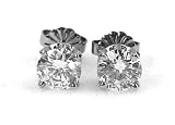 14k White Gold, Round, Diamond Stud Earrings (1.24 Ct I Color, SI2 Clarity)