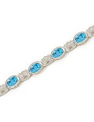14kt Yellow Gold Oval Blue Topaz and Diamond Bracelet