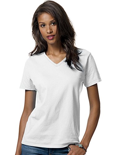 HN LAD COMFRT SOFT VEE NECK T (WHITE) (M)