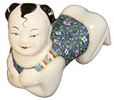 Traditional Oriental porcelain pillow boy - hand painted