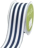 May Arts 2-Inch Wide Ribbon, Navy and White Stripe