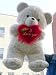 LARGE 33-inches-tall TEDDY BEAR HOLDING I LOVE YOU HEART BIG SOFT PLUSH - COLOR: BEIGE