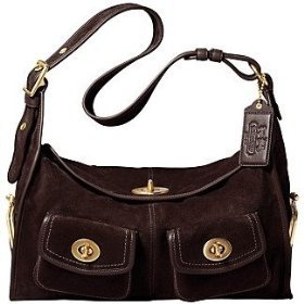 Coach Suede Haversack Shoulder Handbag Bag Tote 12797 Brown