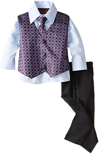 Milano Couture Baby Boys' 4 Piece Links Vest Set, Purple, 6 Months