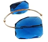 Susan Hanover Designs - Gold-Tone Synthetic Quartz 2 Stone Wire Wrapped Bangle Bracelet