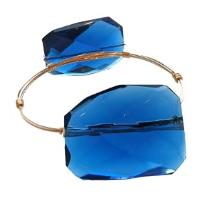 Susan Hanover Designs - Gold-Tone Synthetic Midnight Blue Quartz 2 Stone Wire... by Susan Hanover Designs