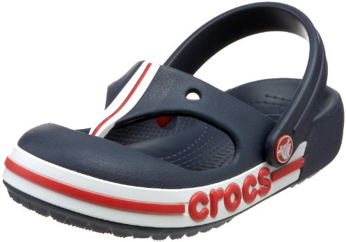 Crocs Crocband Toe Bumper Sandal (Toddler/Little Kid),Navy/Red,6-7 M US Toddler