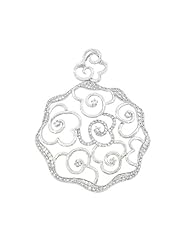 Ladies 18K White Gold 1.51Ct Round Cut Diamond Designer Charm Pendant 9.3Gr