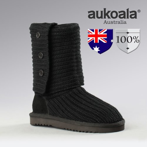 Aukoala Snow Boots Australia Sheepskin Warm Prague For Womens_Black_Us Size 9 On Sale