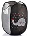 SymCool - Super Cute - Foldable Pop Up Hamper, Laundry Basket or Toy Chest for Storage - Cartoon Theme - Gray Elephant (Black)