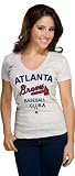 MLB Women's Atlanta Braves City Pretty Short Sleeve Deep V-Neck Confetti Flecked Tee (White With Multi, Large)