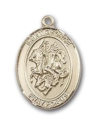 14kt Solid Gold Pendant Saint St. George Medal 3/4 x 1/2 Inches Boy Scouts/Soldiers-8040- Comes with a Black velvet Box
