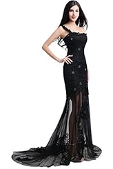 Tulle One Shoulder Lace Applique Beaded Illusion Evening Dress/Party Dress 