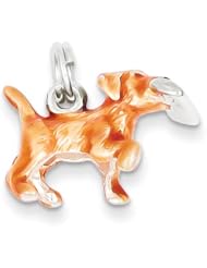 Sterling Silver Beige & Enamel Running Dog Charm
