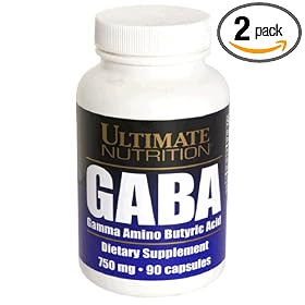 Ultimate Nutrition GABA Capsules, 750 mg, 90-Count Bottles (Pack of 2)