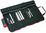 Paderno World Cuisine 9 Piece Cutlery Roll bag with one each Chef's Knife, Slicing Knife, Ham Knife, Boning Knife, Paring Knife, Bread Knive, Chef's Fork, Sharpening Steel and Kitchen Scissors