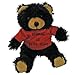 Small Stuffed Soft And Cuddly Cute Plush Black Bear Toy In Shirt With Beware Of Bear Hugs Saying, 6 Sitting - 9 Standing