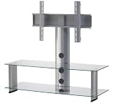 Sonorous PL2100 Clear Glass and Silver Aluminium Stand for TV Sizes upto 50 inch