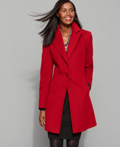 Larry Levine Coat, Notched Collar Single Breasted Black