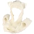 Winter Faux Fake Frizzy Animal Fur Scarf Trapper Ski Hat with Gloves Mittens White