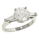 Round and Baguette Diamond Engagement Ring 2.55cttw