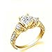 1.10 Carats Three Stone Diamond Engagement Ring on 14k Yellow Gold Round Cut Sale