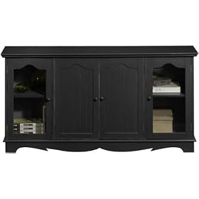 French Country 53w Console, GLASS WOOD DRS, BLACK by Home Decorators Collection