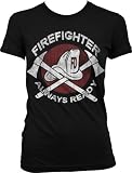 Always Ready Firefighter Juniors T-shirt, Firefighters Helmet and Axes Juniors Tee