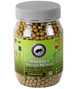 Mad Bull Snipe Grade 6mm plastic airsoft BBs, 0.40g, 2000 rds, tan