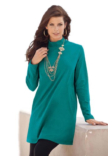 Women's Plus Size Mock Neck Trapeze Max Tunic