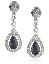 14K White Gold Gemstone and Diamond Drop Earrings
