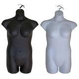 2 White and Black Female Plus Size Dress Mannequin Forms