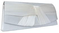 Satin Clutch Abendtasche, Creme