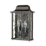 Globe 4656801 Trinity Two-Light Outdoor Wall Mount Fixture, Black with Tiffany Glass