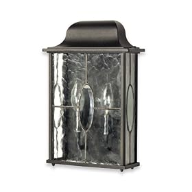 Globe 4656801 Trinity Two-Light Outdoor Wall Mount Fixture, Black with Tiffany Glass