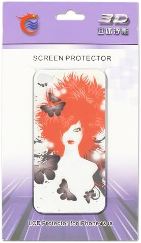 iPhone 4 Screen protector,Skque® 3D Relievo Red Hair Girl Front & Back Sticker Screen Protector Full Body Cover Film for Apple iPhone 4/4S