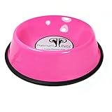 Platinum Pets 2 Cup Embossed Non-Tip Stainless Steel Dog Bowl, Pink