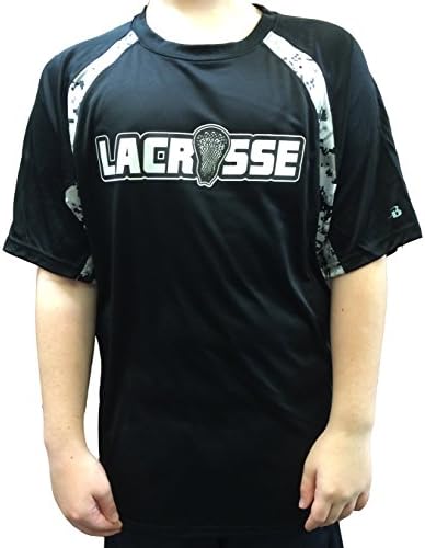 Lacrosse Hook Tshirt Digital Camo Shooter 100% polyester (Youth M, Black/White)