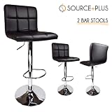 2 Swivel Black Elegant PU Leather Modern Adjustable Hydraulic Bar Stool Barstool