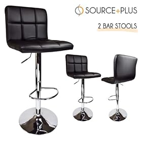 Click here to buy 2 Swivel Black Elegant PU Leather Modern Adjustable Hydraulic Bar Stool Barstool by Modern Bar Stools.