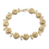 WHITE CZ ROSE DESIGN BRACELET IN GOLD PLATE