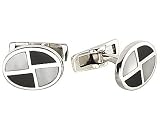 Sterling silver cufflinks with onyx and mother of pearl