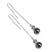 The Black Cat Jewellery Store-Sterling Silver Pull Through Earrings w/ Swarovski Pearls & Crystals - Dark Teal & Grey 92mm