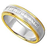 0.25 Ct.T.W. Baguette Cut Diamonds, 14Kt. Two Tone Gold. Ladies Diamond Wedding Band