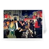 Central London busy - Paper boy andPolice - Greeting Card (Pack of 2) - 7x5 inch - Art247 - Standard Size - Pack Of 2