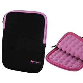 rooCASE Super Bubble Neoprene Sleeve Case Cover Compatible with Amazon Kindle Fire 7-Inch Tablet / Amazon Kindle Touch 3G / Amazon Kindle 3 (Black / Pink): MP3 Players &amp; Accessories