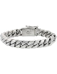Gents Sterling Silver Cuban Link Bracelet Handmade 1/2 inch wide, sizes 8, 8.5 & 9 inch